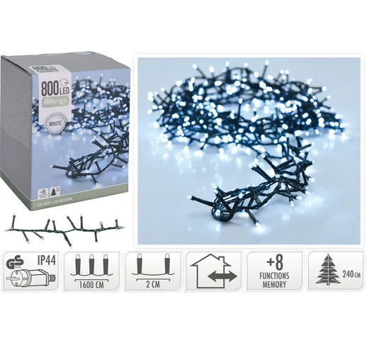 Luci Di Natale 800 Led Bianco Freddo 8 Giochi Di Luce Esterno Albero Interno