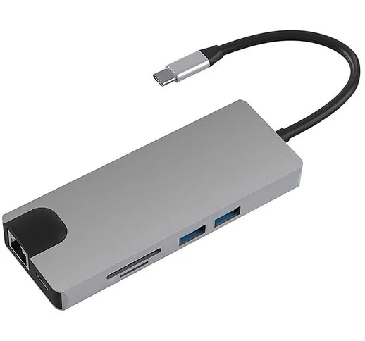 9-IN-1 USB C Hub Adattatore multiporta per docking station di tipo C con 4K HD 1080P VGA R...