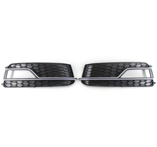 A Pair Front Bumper Fog Light Lamp Grille Grill Replacement For AUDI S5 S-Line(A5) 13-17,B...
