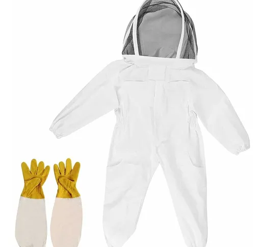 Abbigliamento per apicoltura con guanti Tuta per apicoltura per bambini - Cotone a maniche...