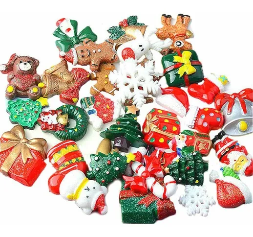 Accessori Natalizi in Miniatura in Resina, 50 Pezzi Casuale Babbo Natale Decorazione Natal...