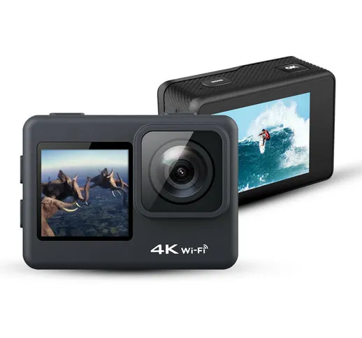 Action Camera, 4K 60FPS 16MP WiFi Action Camera con Touch Screen ed EIS, Fotocamera Subacq...