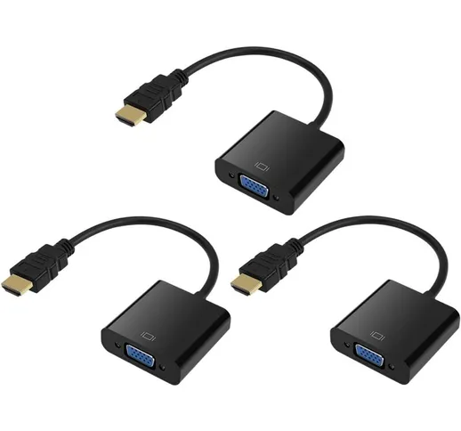 Adattatore da HDMI a VGA, placcato in oro HDMI a VGA (maschio a femmina) per computer, des...