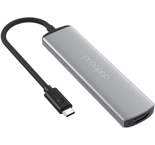 Adattatore multiporta USB C Hub - Dongle portatile in alluminio 6 in 1 con uscita HDMI 4K,...