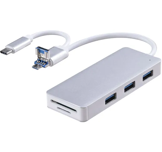 Adattatore USB 3.0 TYPE C HUB 9-in-1, lettore di schede SD, connessione Ethernet, argento