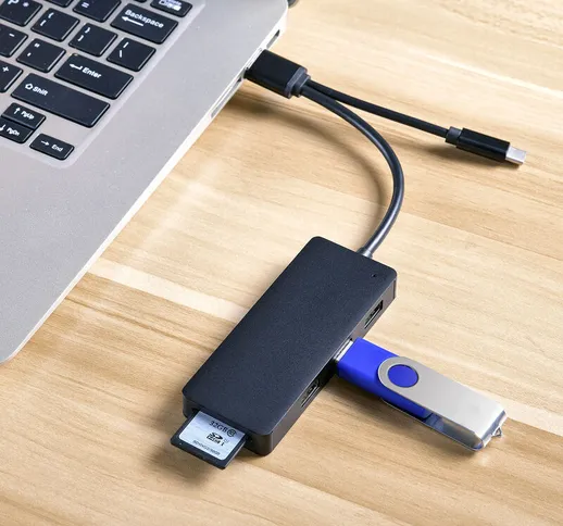 Adattatore USB 3.0 TYPE C HUB 9-in-1, lettore di schede SD, connessione Ethernet, nero