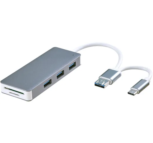 Adattatore USB 3.0 TYPE C HUB 9 in 1, lettore di schede SD, porta Ethernet, grigio
