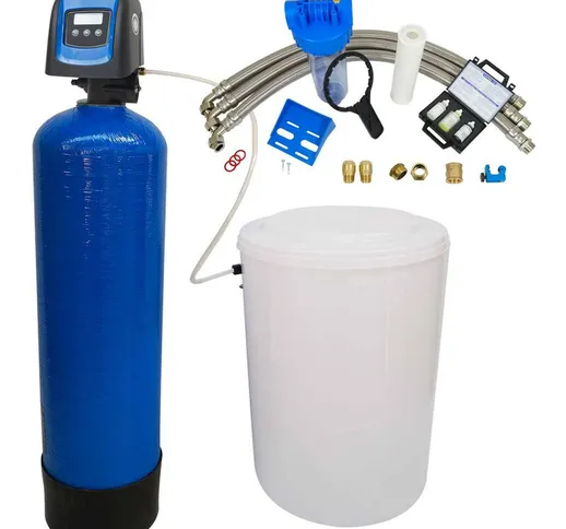 Addolcitore d'acqua bi-blocco 100L Fleck 5800 SXT completo di pre-filtrazione e accessori...
