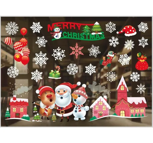 Adesivi per finestre di Natale Adesivi per finestre di Natale, Adesivi statici rimovibili,...