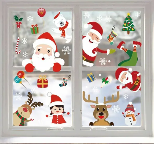 Adesivi per finestre di Natale Decorazione fai da te Palla di Natale Babbo Natale Fiocchi...