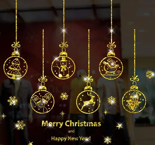 Adesivi per finestre di Natale statici Decorazione natalizia Carta da parati in vetro di H...