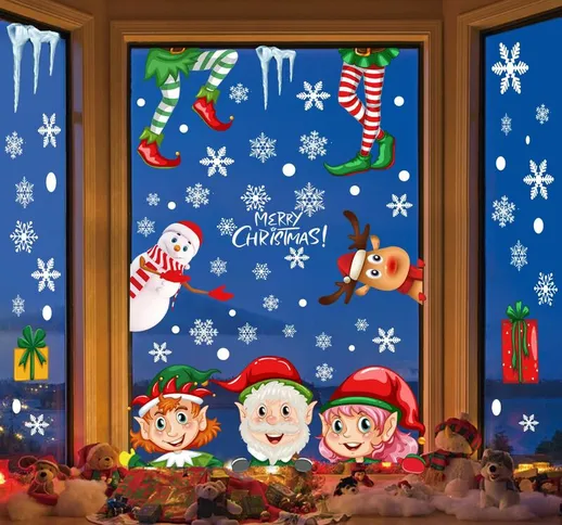  - Adesivi per finestre natalizie, adesivi per finestre con decorazioni natalizie Adesivi...
