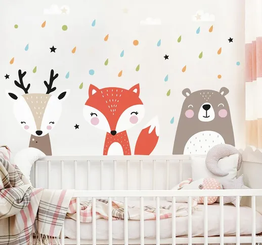 Adesivo murale bambini - Dolci animaletti della foresta - Stickers camerette Dimensione L×...