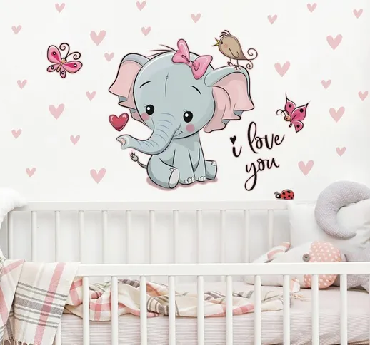 Adesivo murale bambini - Elefantina I love you Dimensione L×H: 60cm x 80cm