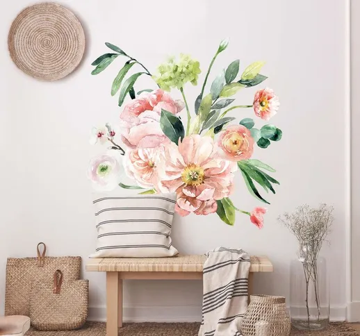 Adesivo murale - Bouquet di fiori rosa in acquerello XXL Dimensione L×H: 60cm x 60cm