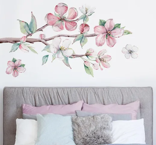 Adesivo murale fiori - Ramo di ciliegio effetto acquerello Dimensione L×H: 70cm x 140cm