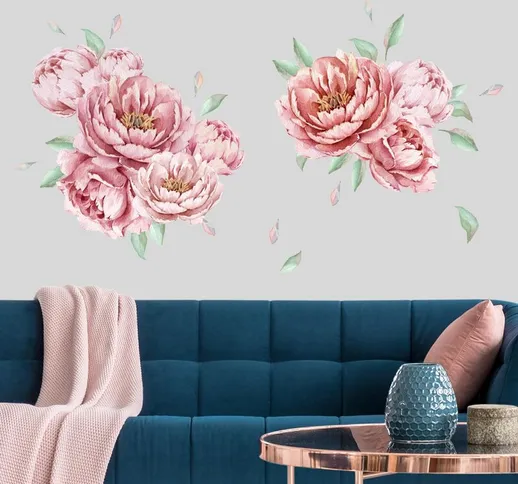 Adesivo murale fiori - Set di peonie rosé Dimensione LxH: 105cm x 140cm