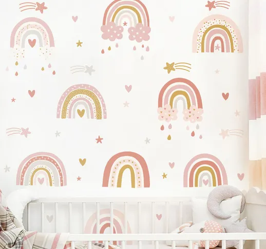 Adesivo murale - Set di arcobaleni in tonalità di rosa Dimensione L×H: 120cm x 60cm