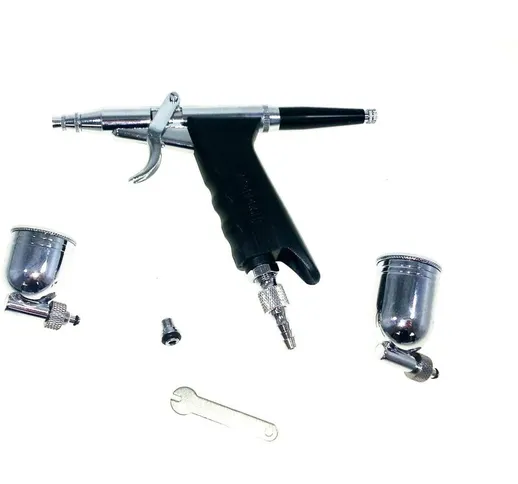 Tooltek - aerografo mini a leva pistola accessori modellismo 2 serbatoi nailart acciaio