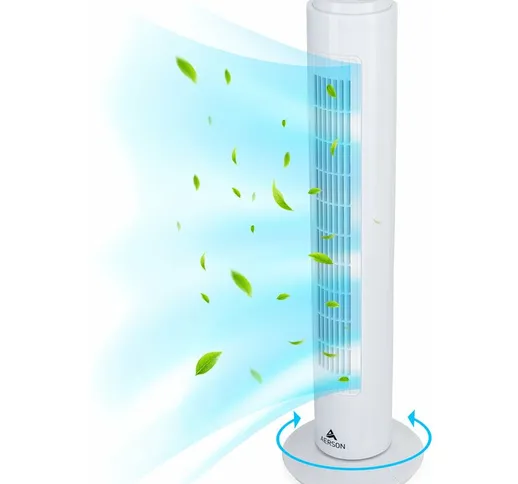  Ventilatore a torre con Ozillazione 76 cm Bianco | Ventilatore a piantana con 3 livelli d...