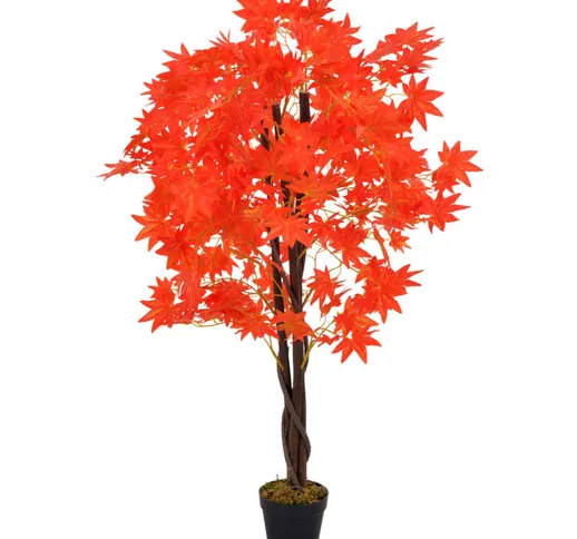 Albero di Acero Artificiale con Vaso Rosso 120 cm