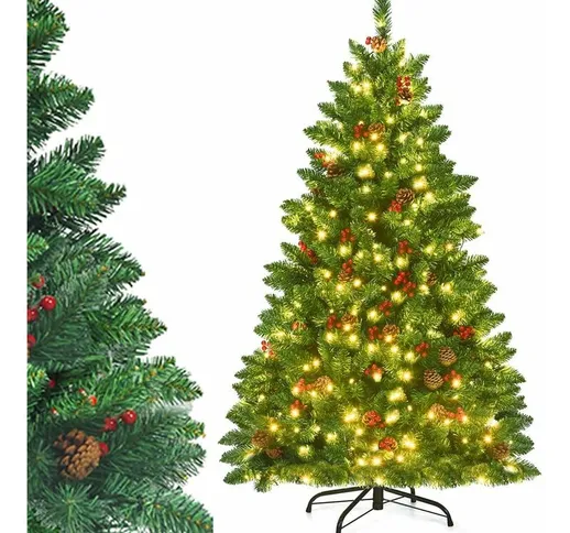 Albero di Natale da 135/195 cm, Albero di Natale Artificiale con 300/450 Luci led Bianco C...