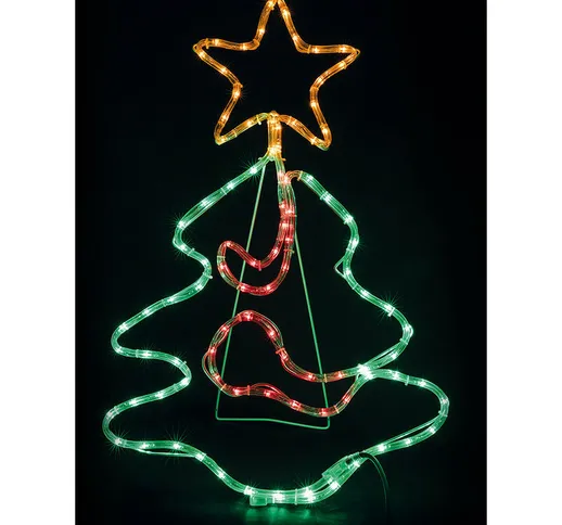 Decorazione insegna luminosa albero di Natale con 96 led multicolore per uso esterno 74x49...
