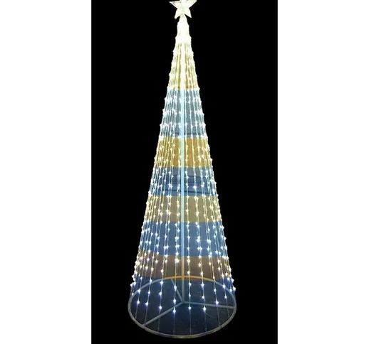 Albero di Natale a cono con led in movimento da esterno -Luce Calda e Fredda / 300 cm con...