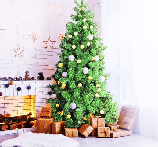 Dmora - Albero di Natale Alice, Altezza 210 cm, 727 rami ecologici, 120x120x210 cm
