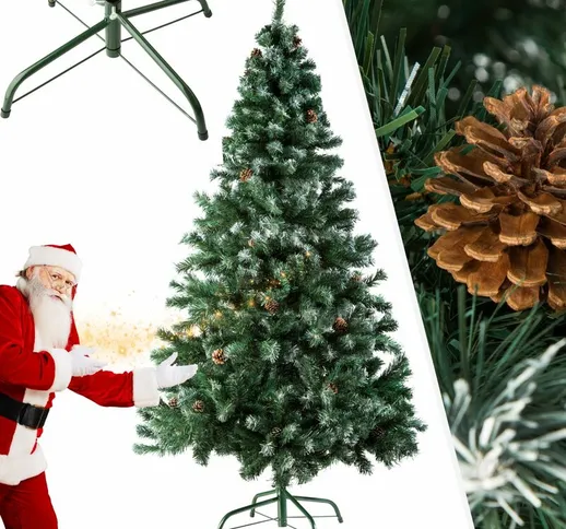 Albero di Natale artificiale estetica naturale con sostegni in metallo - Abete, albero di...