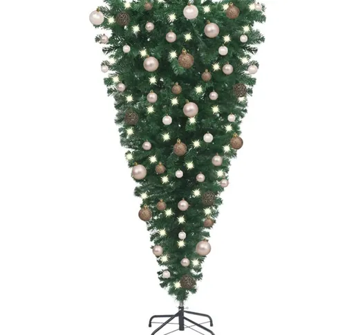 Albero di Natale Artificiale Capovolto con led e Palline 120 cm