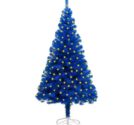 Albero di Natale Artificiale con led e Supporto Blu 180 cm pvc