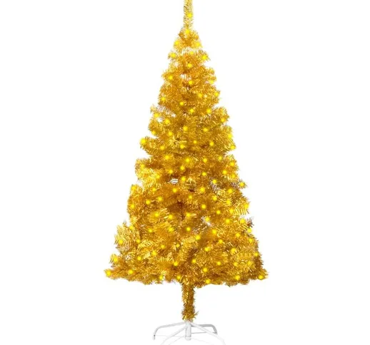 Albero di Natale Artificiale con led e Supporto Oro 150 cm pet