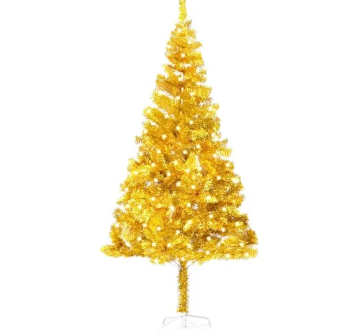 Albero di Natale Artificiale con led e Supporto Oro 240 cm pet