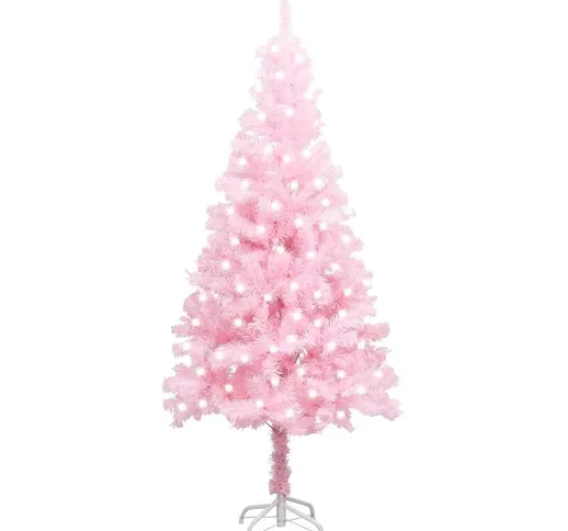 Albero di Natale Artificiale con led e Supporto Rosa 120 cm pvc