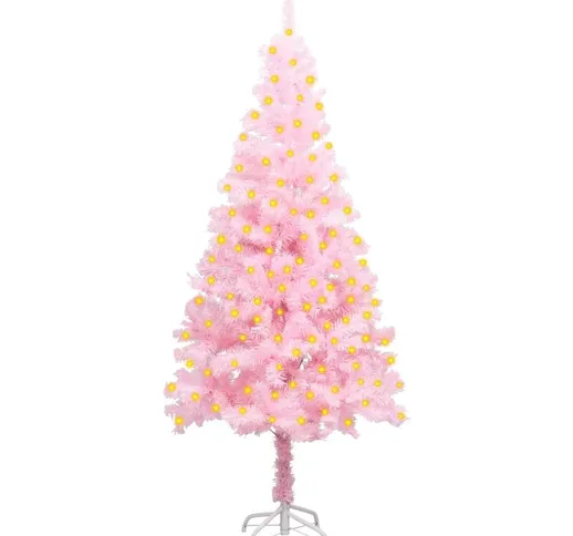 Albero di Natale Artificiale con led e Supporto Rosa 150 cm pvc