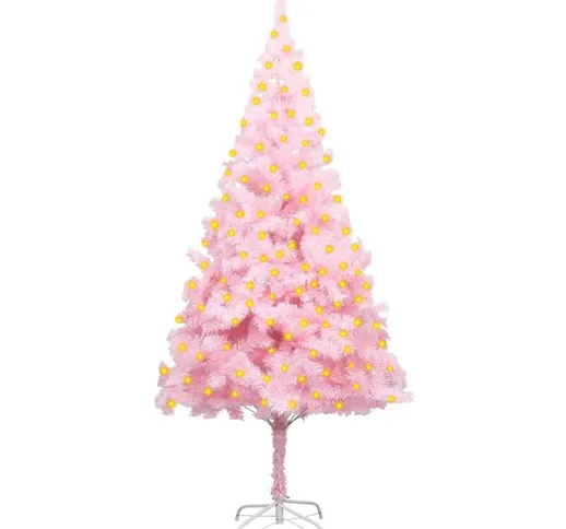 Albero di Natale Artificiale con led e Supporto Rosa 180 cm pvc