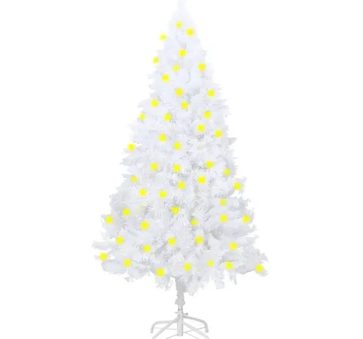 Albero di Natale Artificiale con LED Rami Folti Bianco 150 cm
