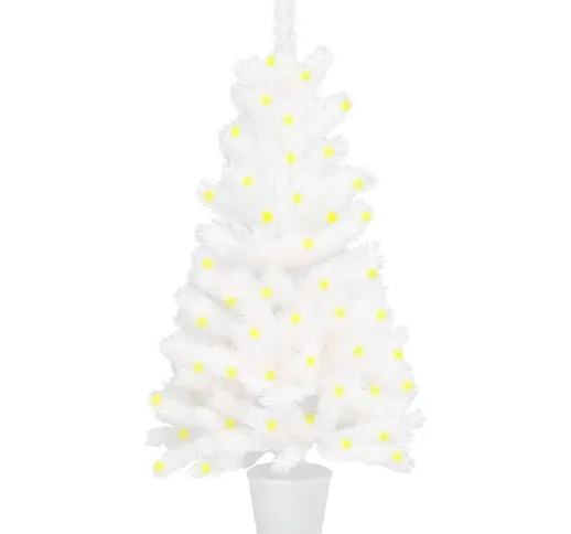 Albero di Natale Artificiale con Luci a LED Bianco 90 cm