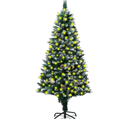 Albero di Natale Artificiale con Luci led Pigne e Neve 240 cm