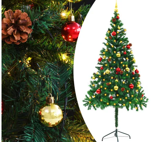 Albero di Natale Artificiale con Palline e led 180 cm Verde