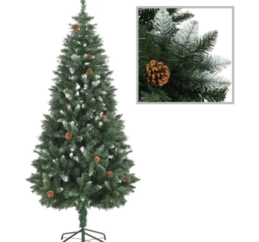 Albero di Natale Artificiale Pigne e Brillantini Bianchi 180 cm