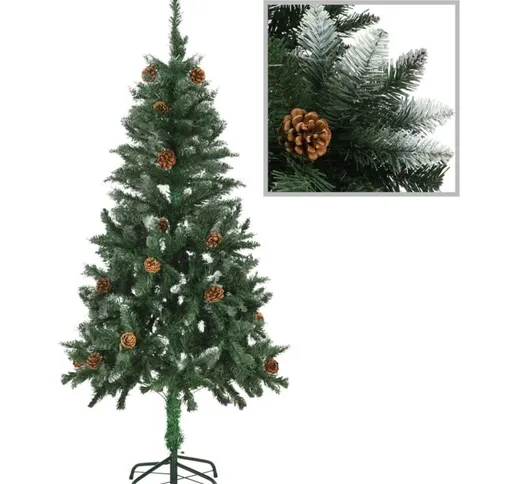 Albero di Natale Artificiale Pigne e Brillantini Bianchi 150 cm