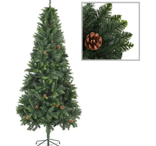 Albero di Natale Artificiale con Pigne Verde 210 cm