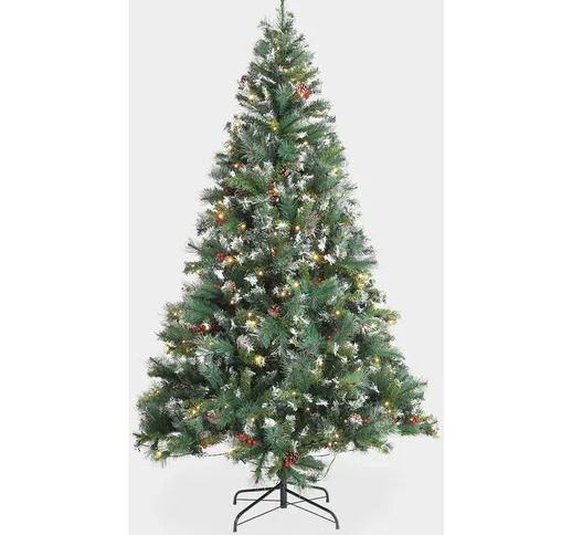 Albero di Natale artificiale deluxe da 210 cm con ghirlanda luminosa, decorazioni e suppor...