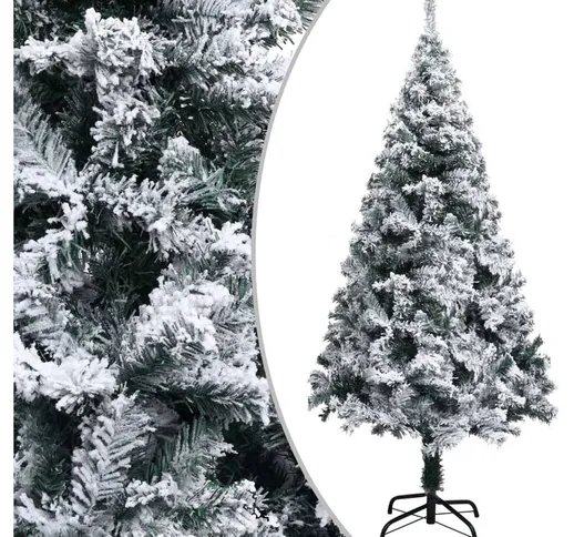 Albero di Natale Artificiale Fiocchi di Neve Verde 150 cm pvc