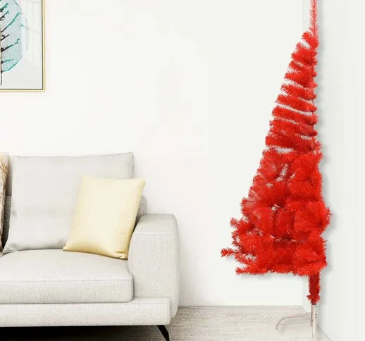 Albero Natale Artificiale a Metà con Supporto Rosso 240 cm pvc