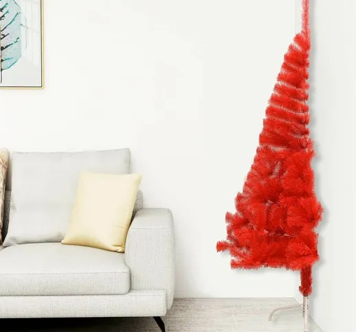 Albero Natale Artificiale a Metà con Supporto Rosso 180 cm pvc