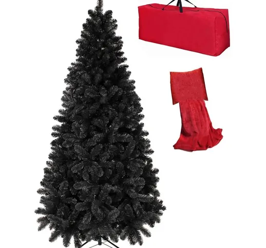 Albero di Natale Artificiale noel Nero, Folto, Effetto Realistico, Rami a Gancio, Facile M...