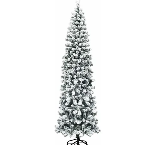  Albero di Natale Innevato 140/180/225 cm, Albero di Natale Artificiale Slim con 242/500/6...